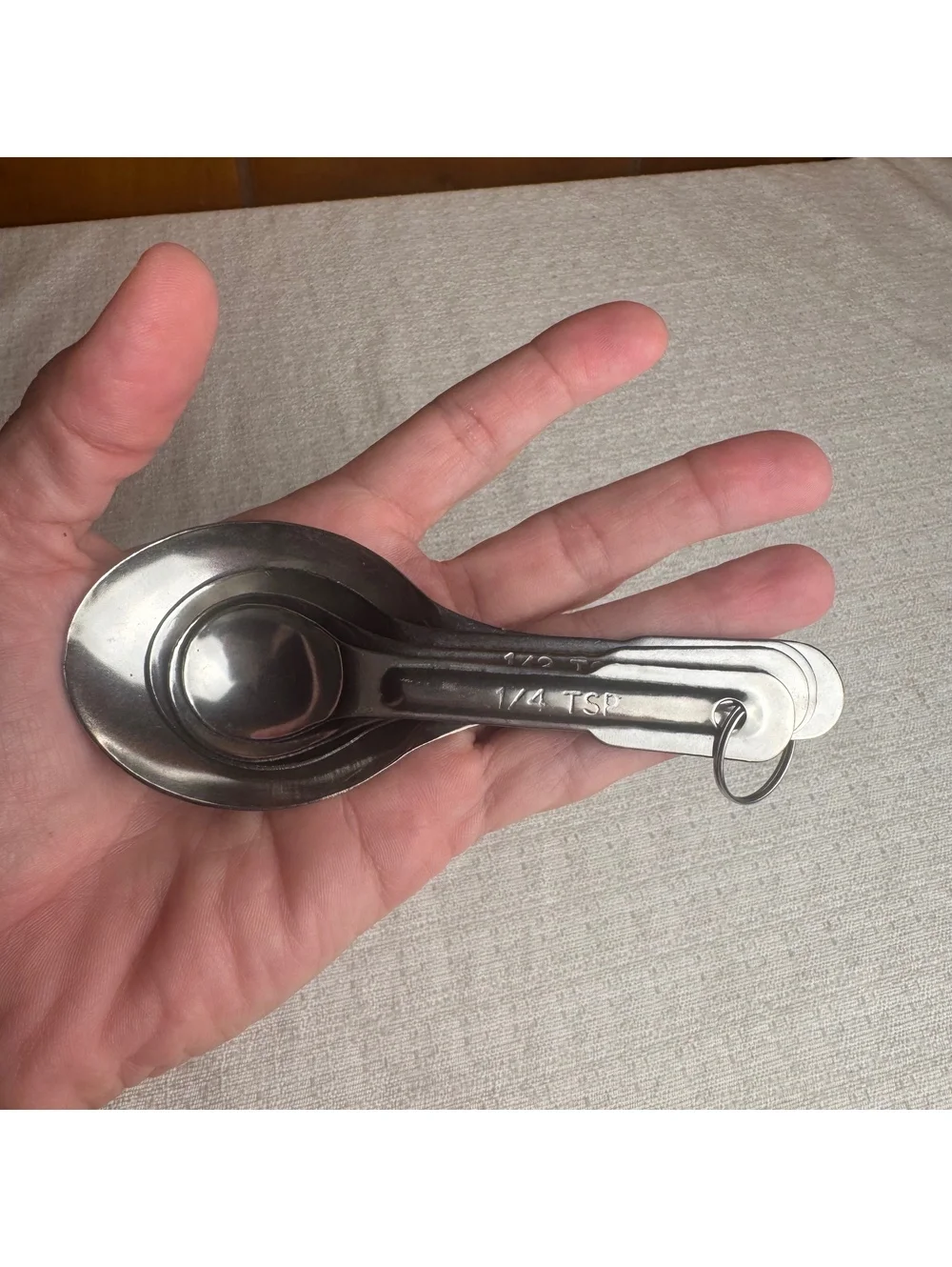 Vintage Stainless Steel Measuring Spoon Set 4 Piece Ring 1 Tbsp to 1/4 Tsp